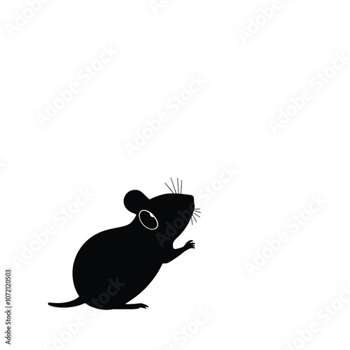 a black color silhouette of two mouse are playing