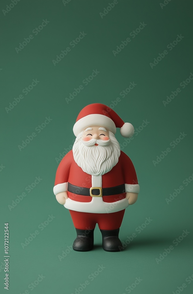 A red santa standing on a green background A red santa standing on a green background