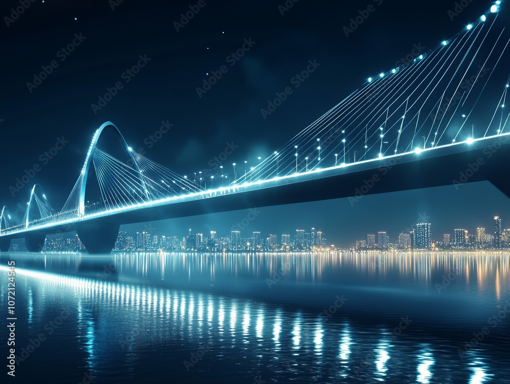 Obraz premium suspension bridge at night