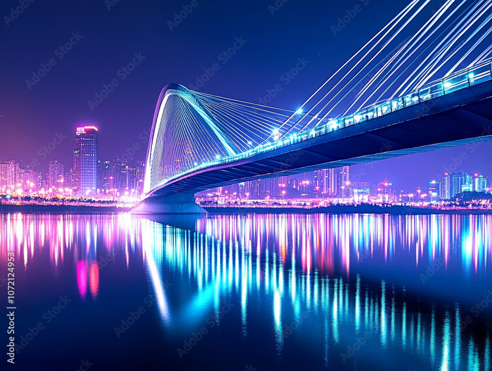 Obraz premium suspension bridge at night