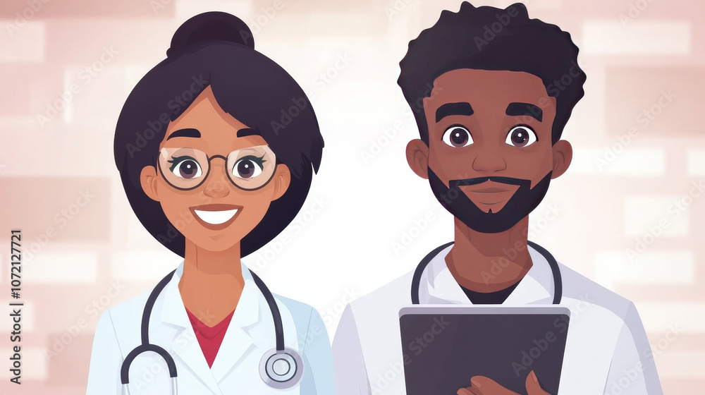 Smiling black doctors in lab coats. Smiling black doctors in lab coats.