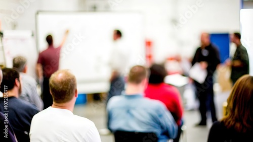 Employee Training Workshop Blur - Blurry background of an employee skill-building workshop. 