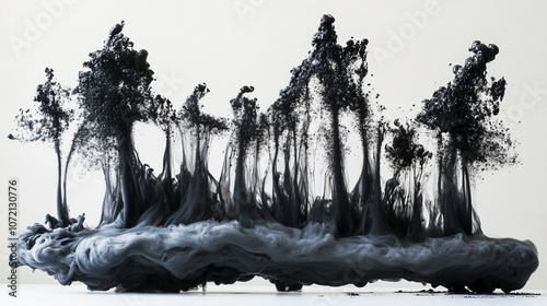 Ink in Water – Black ink drops dissolving into water on a light background, creating a unique, organic design
