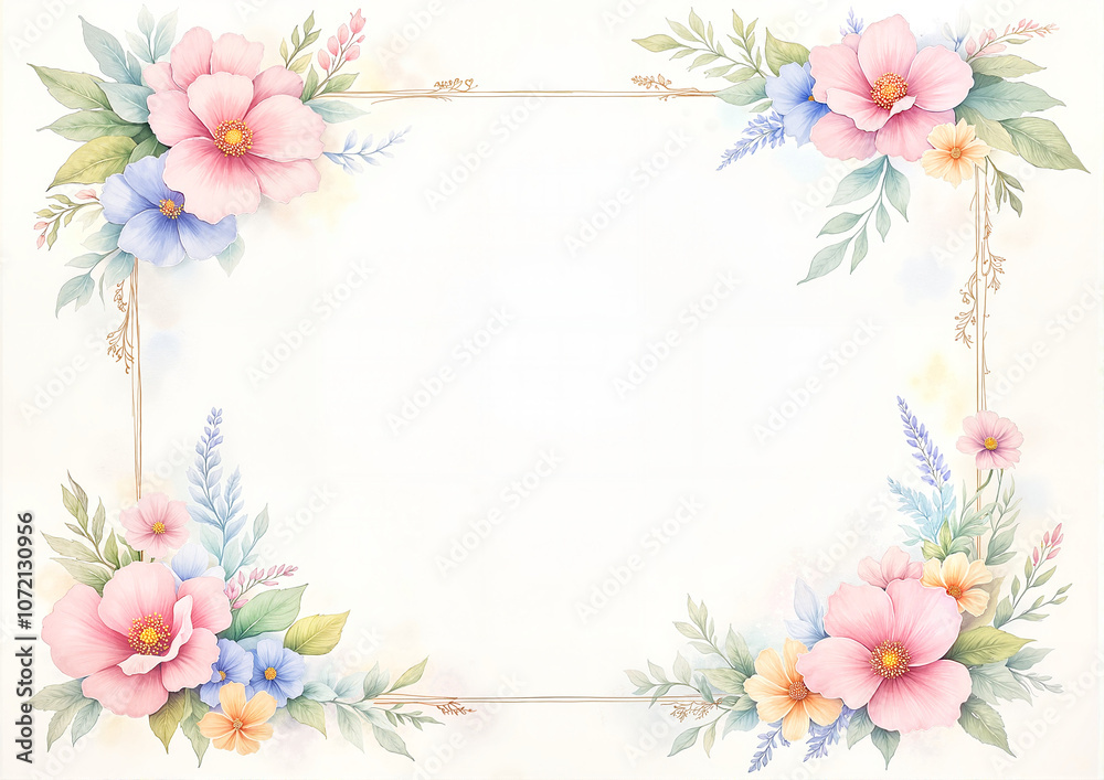 Fototapeta premium Floral frame with pastel colors for mental health awareness poster