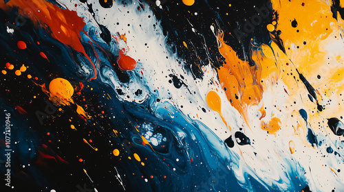 Paint Splatter – Random paint splatters in various colors on a white or black background for a chaotic, energetic vibe