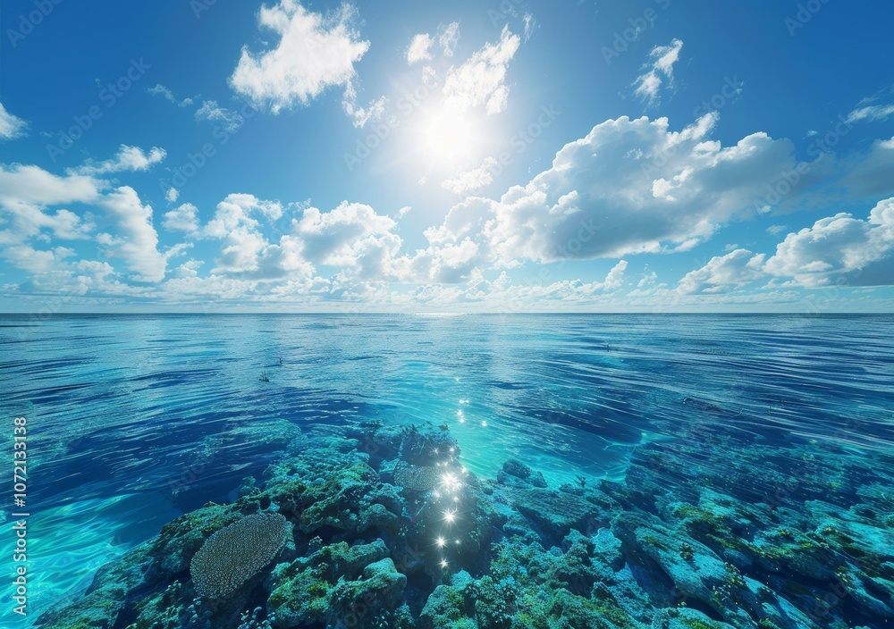 Fototapeta premium Amazing view of the coral reef and the vast ocean beyond