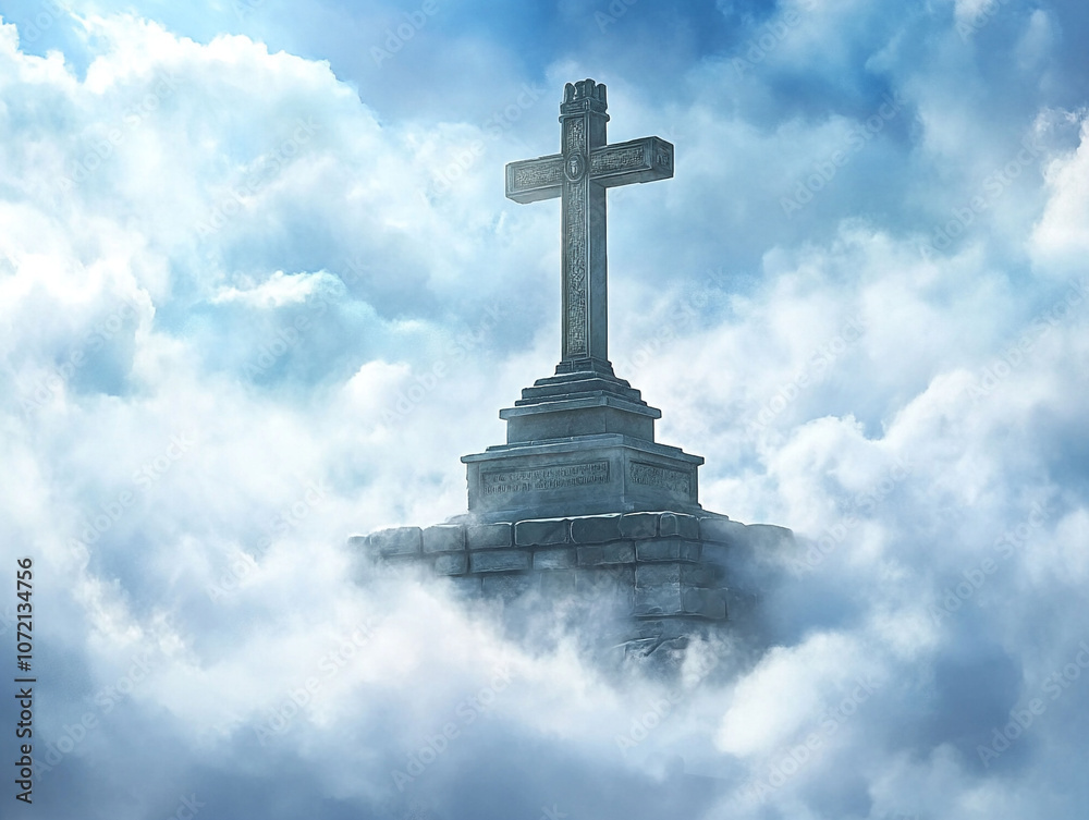 Stone cross in the clouds of heaven Stone cross in the clouds of heaven