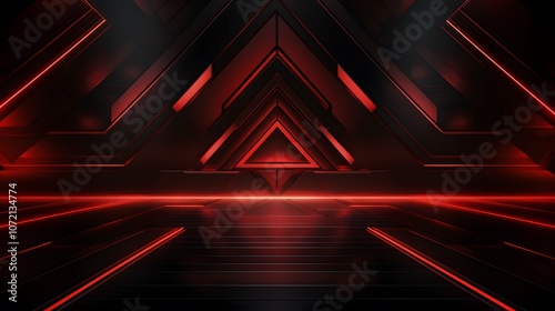  3d rendering of black and red abstract geometric background. Scene for advertising, technology, showcase, banner, game, sport, cosmetic, business, metaverse. Sci-Fi Illustration. Product display