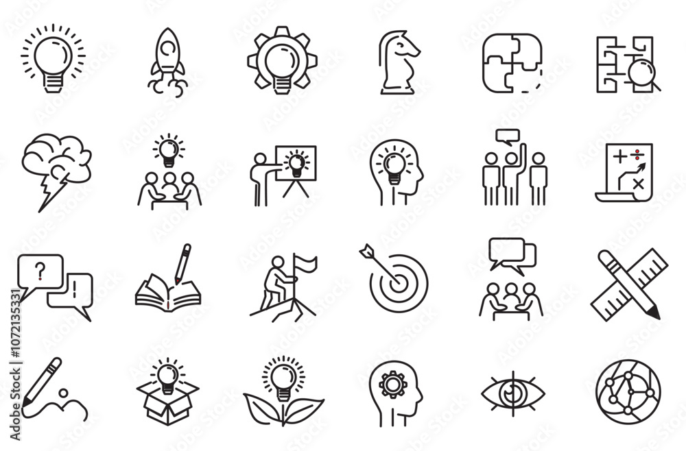 Creative business solutions related icon set. Innovation team management. Editable stroke. Pixel Perfect at Creative business solutions related icon set. Innovation team management. Editable stroke. Pixel Perfect at