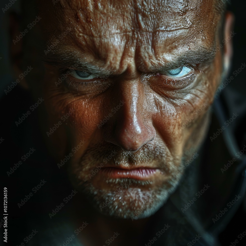 Obraz premium Close Up Portrait of a Serious Man