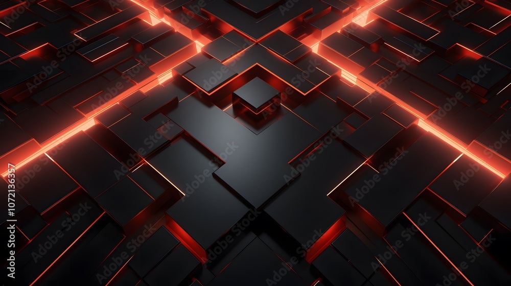 3d rendering of black and red abstract geometric background. Scene for advertising, technology, showcase, banner, game, sport, cosmetic, business, metaverse. Sci-Fi Illustration. Product display
3d rendering of black and red abstract geometric background. Scene for advertising, technology, showcase, banner, game, sport, cosmetic, business, metaverse. Sci-Fi Illustration. Product display