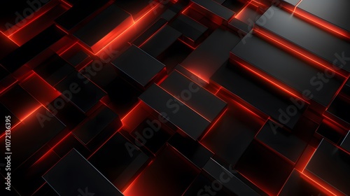 
3d rendering of black and red abstract geometric background. Scene for advertising, technology, showcase, banner, game, sport, cosmetic, business, metaverse. Sci-Fi Illustration. Product display