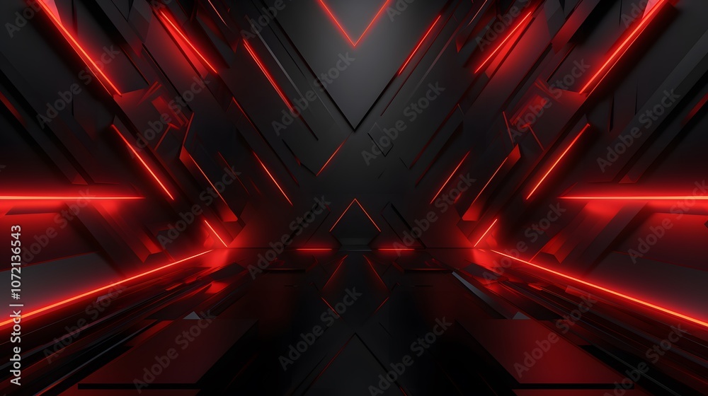 3d rendering of black and red abstract geometric background. Scene for advertising, technology, showcase, banner, game, sport, cosmetic, business, metaverse. Sci-Fi Illustration. Product display
3d rendering of black and red abstract geometric background. Scene for advertising, technology, showcase, banner, game, sport, cosmetic, business, metaverse. Sci-Fi Illustration. Product display