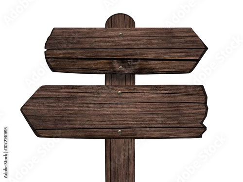 Wooden sign , dark wood isolated on white background