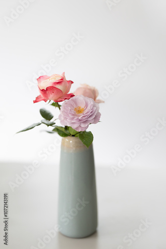 bouquet of pink roses in vase