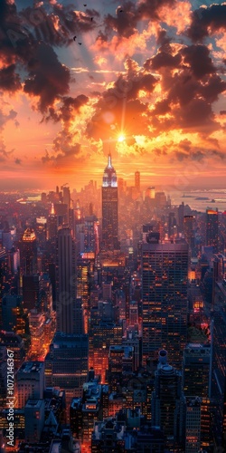 New York City Skyline at Sunset