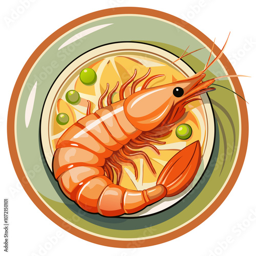  illustration of top view of shrimp fillet, shrimp vector art
