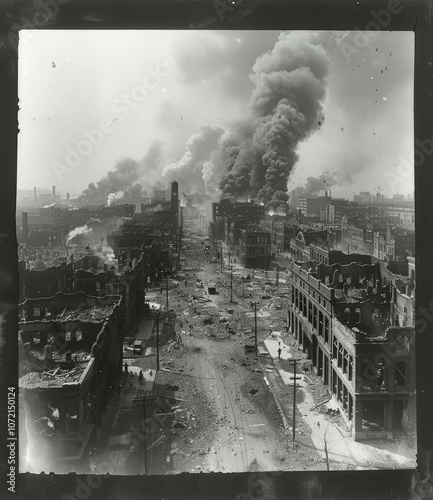 Ruins of the Haymarket Square after the Great Chicago Fire of 1871