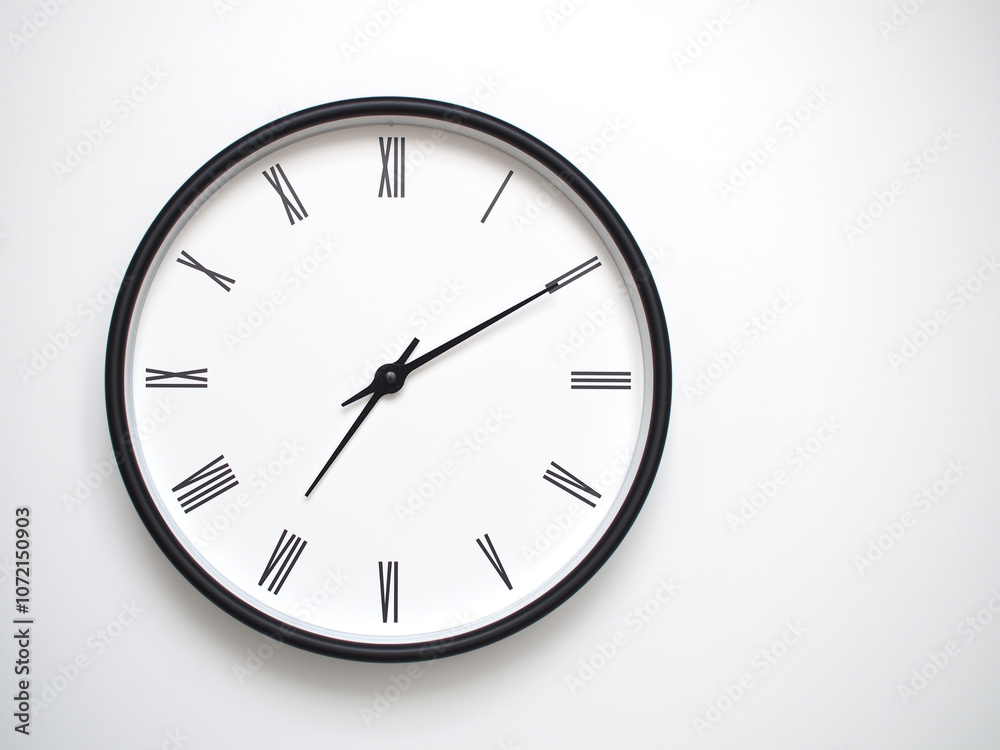 Clock Showing 19.10/07.10 with Roman Numerals – Simple Round Clock for Concepts of Time Management and Scheduling. Clock Showing 19.10/07.10 with Roman Numerals – Simple Round Clock for Concepts of Time Management and Scheduling.