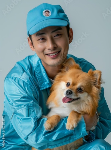 South Korean actor Lee Min-ho poses with a dog photo