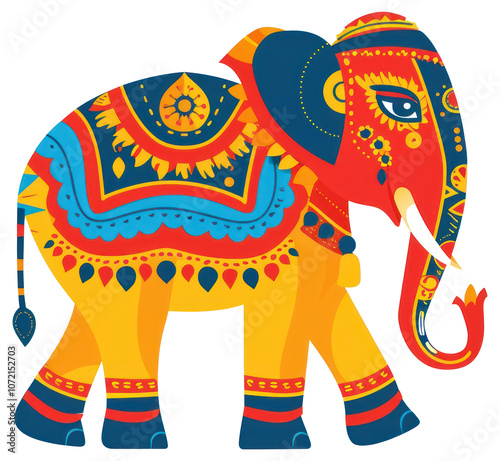 PNG Colorful ornate elephant illustration photo