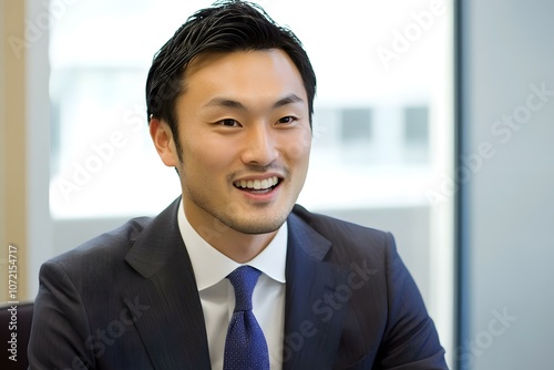 Smiling Asian Businessman in Suit