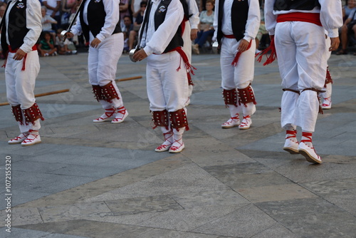 Basque folk dance exhibition in an outdoor festival