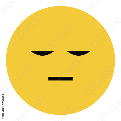 Sleepy Emoji Face, Yellow Circle with Drooping Eyes and Neutral Mouth

