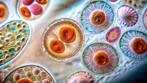 Captivating Portrait of Monoblasts in a Vibrant Microscopic World, Showcasing Unique Cell Structures and Their Importance in Medical Research and Cellular Biology photo