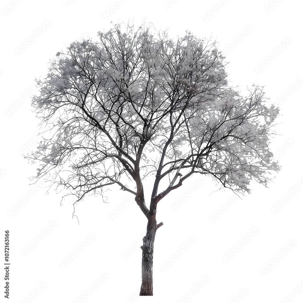 [Transparent Background PNG]Bare Tree Silhouette Against White Background
