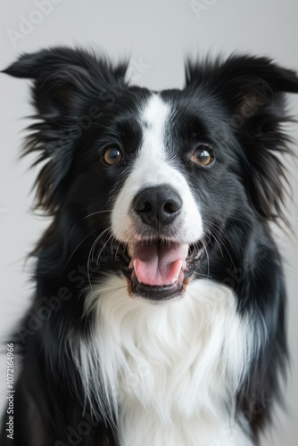 A cute Border Collie dog with black and white fur