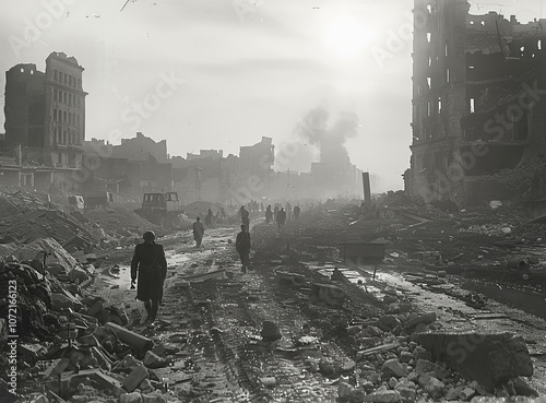 Post-war Berlin, showing the devastation of the city after World War II