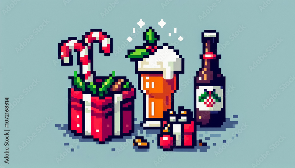 Christmas themed 8bit pixel art illustration Christmas themed 8bit pixel art illustration