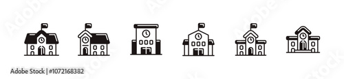 university school building icon set education college architecture academy construction signs unique style vector illustration