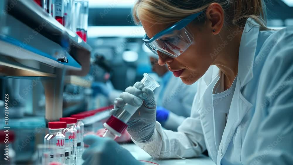 A scientist conducts research in a lab, analyzing samples with precision. A scientist conducts research in a lab, analyzing samples with precision.