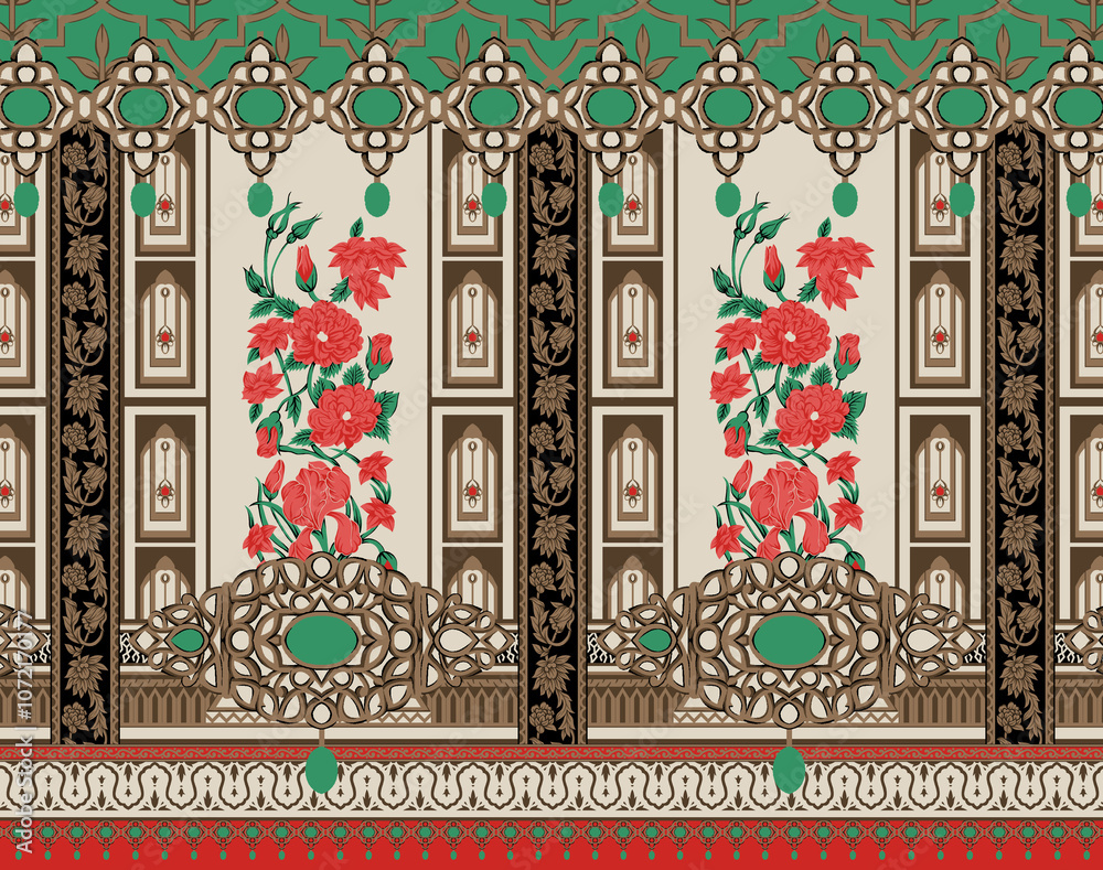 seamless beautiful wallpaper cards border design floral leaf vintage ornament Victorian geometric ethnic print paisley pattern