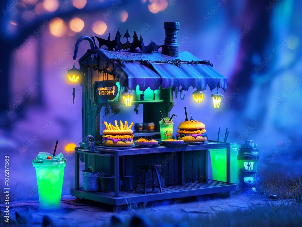 Naklejka premium Halloween Food Stand.
