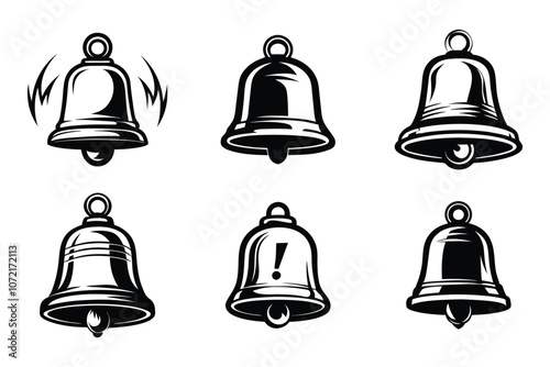 Notification bell icon bundle set in line art style