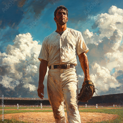 Baseball Player Standing in Field