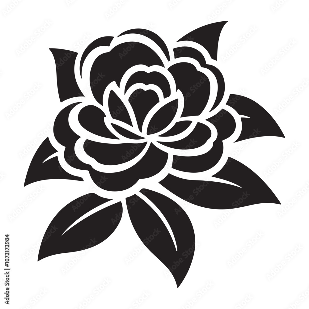 Silhouette of Camelia Flower vector illustration Silhouette of Camelia Flower vector illustration