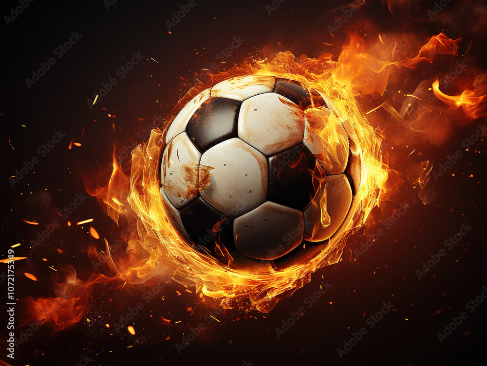Fototapeta premium Fiery Soccer Ball in Motion