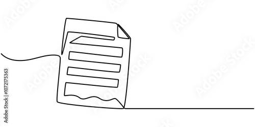 One continuous line vector drawing of a folder. Outline documents background icon. Saving securities vector icon. Vector illustration, A single line drawing of a file or document. Continuous line page