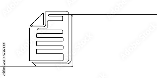One continuous line vector drawing of a folder. Outline documents background icon. Saving securities vector icon. Vector illustration, A single line drawing of a file or document. Continuous line page