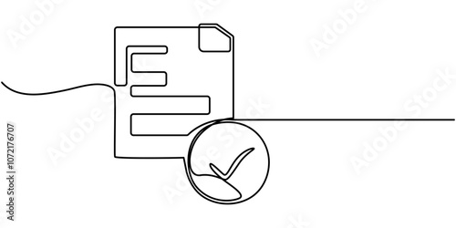 One continuous line vector drawing of a folder. Outline documents background icon. Saving securities vector icon. Vector illustration, A single line drawing of a file or document. Continuous line page