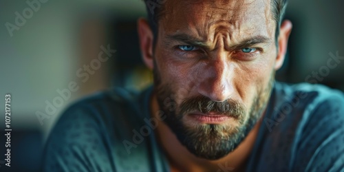 Close Up Portrait of a Serious Caucasian Man