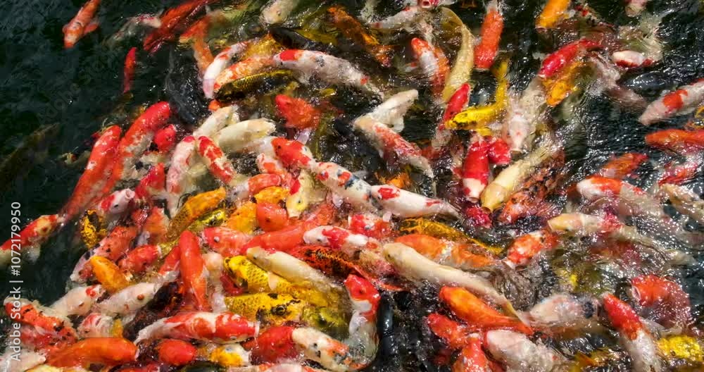 fish in pond vietnam colorful Japanese carp koi fishes nishikigoi swim in a pond in a garden in Asia fish in pond vietnam colorful Japanese carp koi fishes nishikigoi swim in a pond in a garden in Asia
