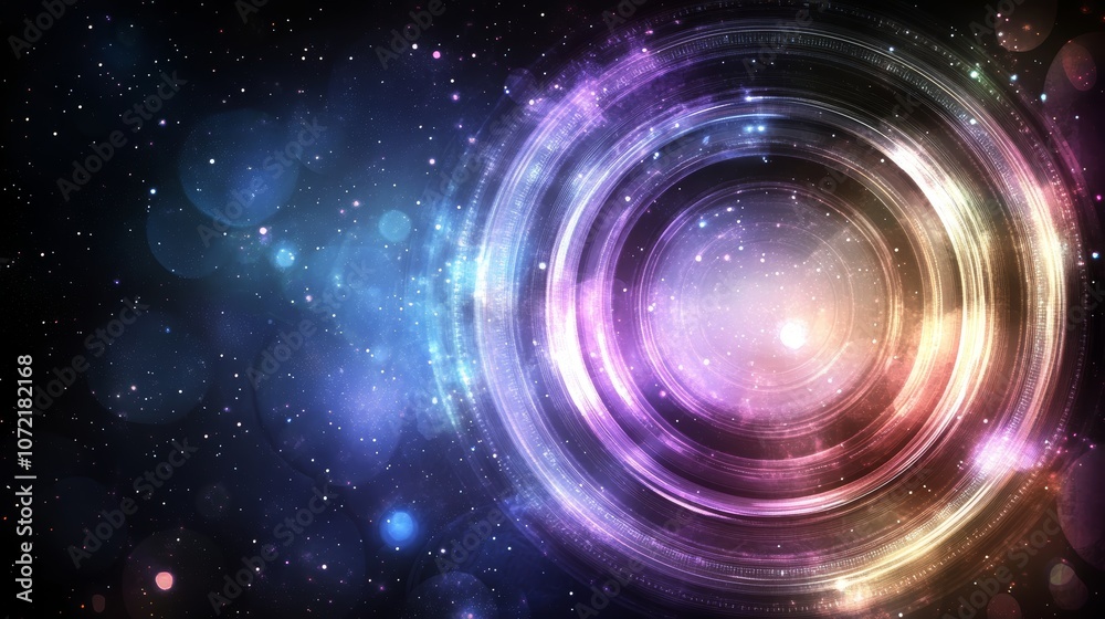 A breathtaking circular panorama of deep space, cosmic tapestry of stars, nebulae, and the infinite universe A breathtaking circular panorama of deep space, cosmic tapestry of stars, nebulae, and the infinite universe