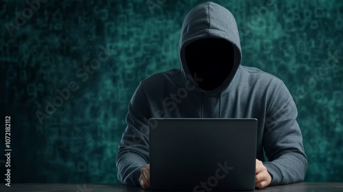 Person in a hoodie engrossed in work on laptop at table, focused on their tasks with determination and concentration.