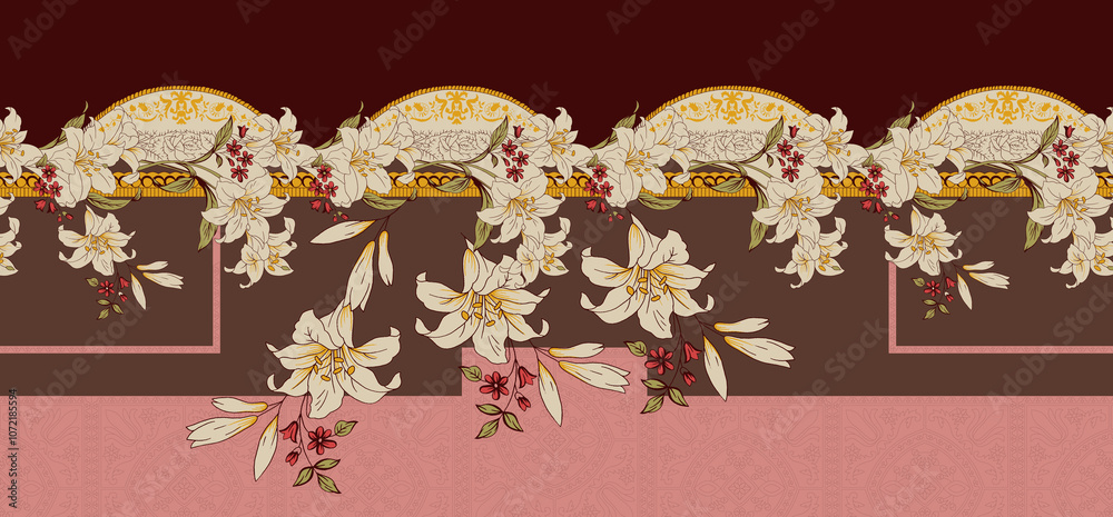 seamless beautiful wallpaper cards border design floral leaf vintage ornament Victorian geometric ethnic print paisley pattern