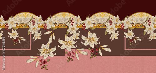 Obraz na płótnie seamless beautiful wallpaper cards border design floral leaf vintage ornament Victorian geometric ethnic print paisley pattern w salonie
